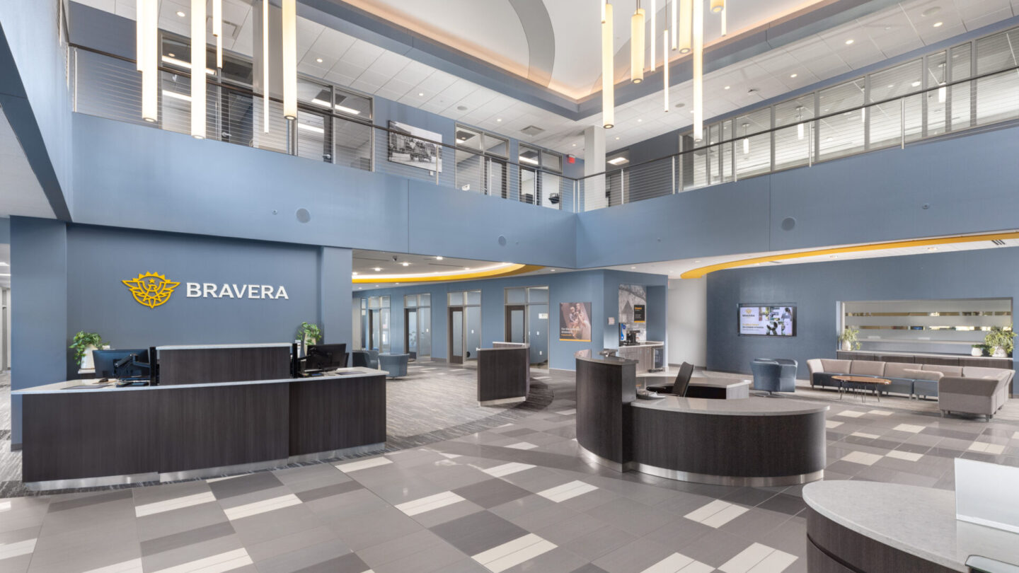 Interior of Bravera bank rebranding
