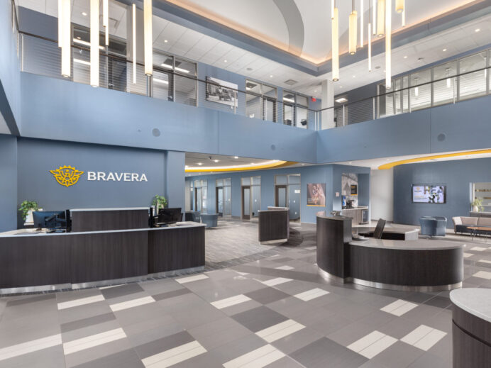 Interior of Bravera bank rebranding